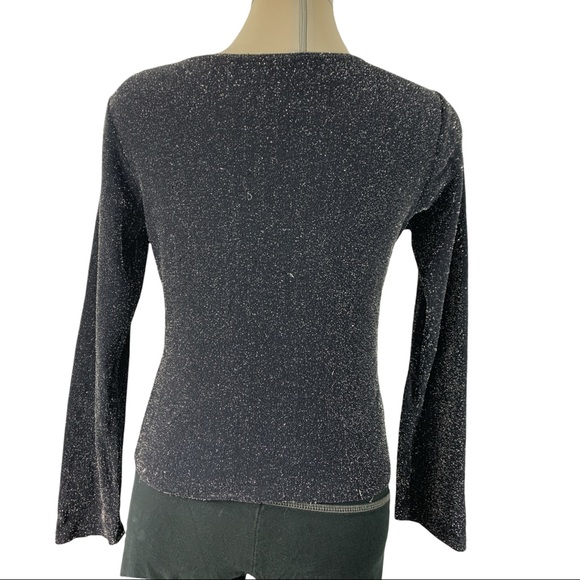 Orange Black Metallic sparkles Top Size S - Picture 3 of 8